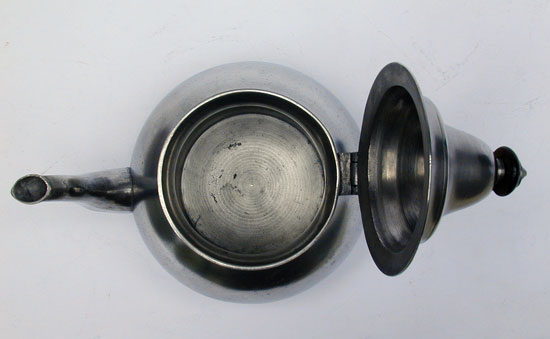 A Unmarked American Pewter Extended Foot Pear Form Teapot