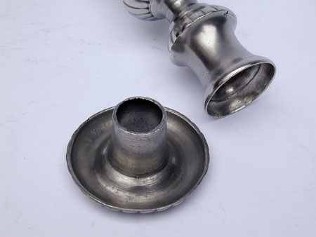 A Pair of Tall Gadrooned Pewter Candlesticks