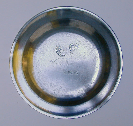 An Export Pewter Single Reed Rim Plate by Thomas & Townsend Compton