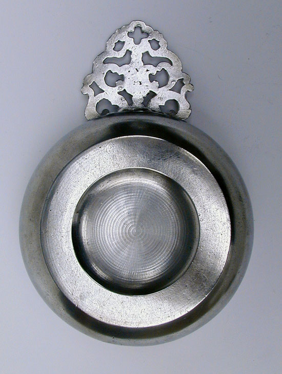 A TD & SB Flower Handle Porringer with Owner's Initials