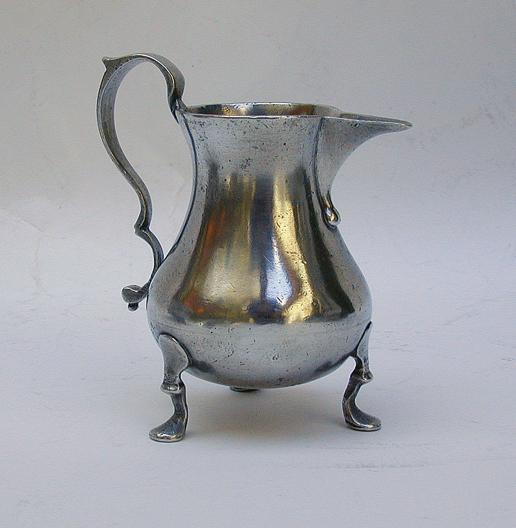 An 18th Century Footed Antique English Export Pewter Cream Pot by Edward Quick