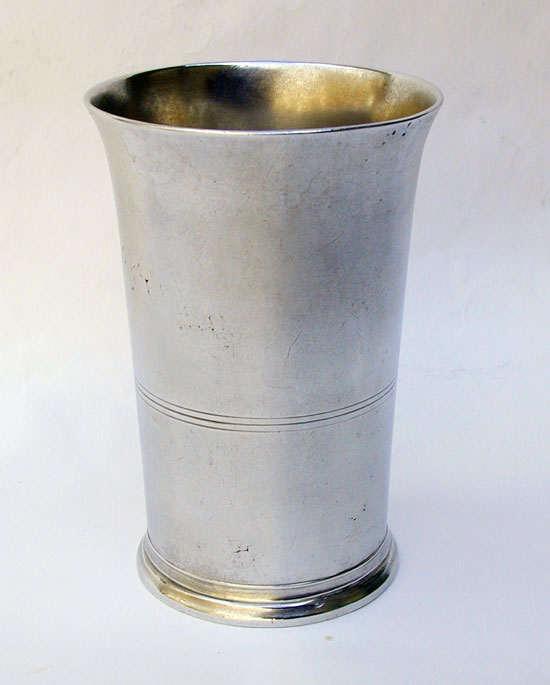 A Tall Pewter Beaker by Timothy Boardman & Co