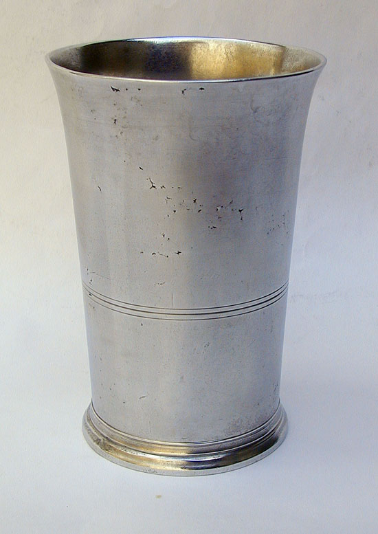 A Tall Pewter Beaker by Timothy Boardman & Co