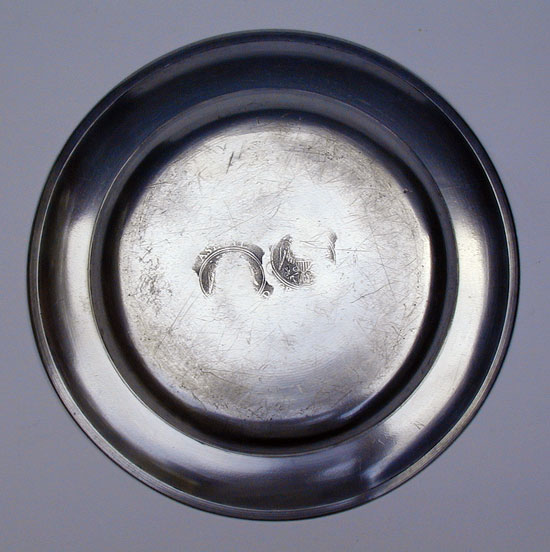 A Single Reed Rim Pewter Plate by Ashbil Griswold