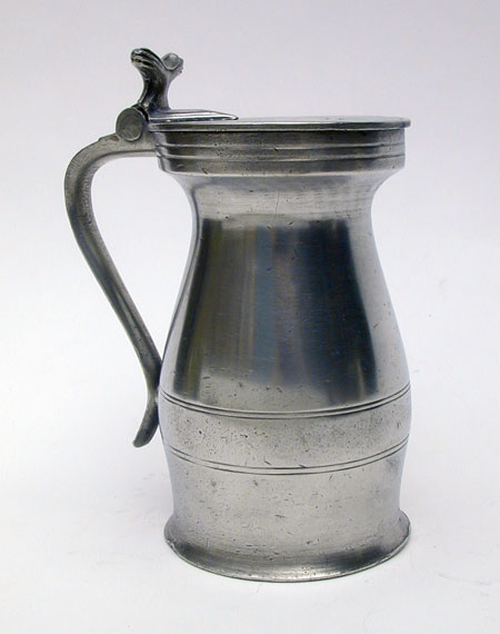 An English Quart Pewter Bud Baluster Measure