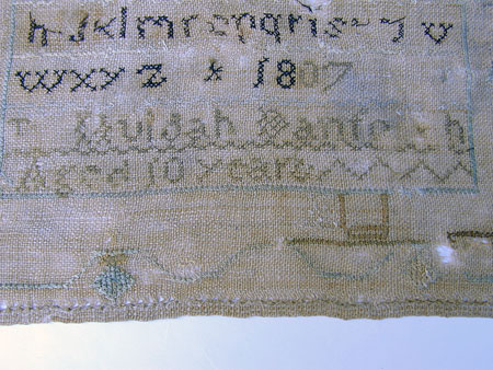 A Childhood Sampler by Huldah Danforth, Daughter of William 