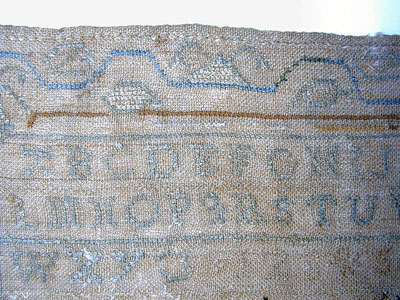 A Childhood Sampler by Huldah Danforth, Daughter of William 