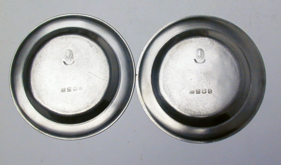 A Pair of Export Pewter Plates by  Robert Bush & Co