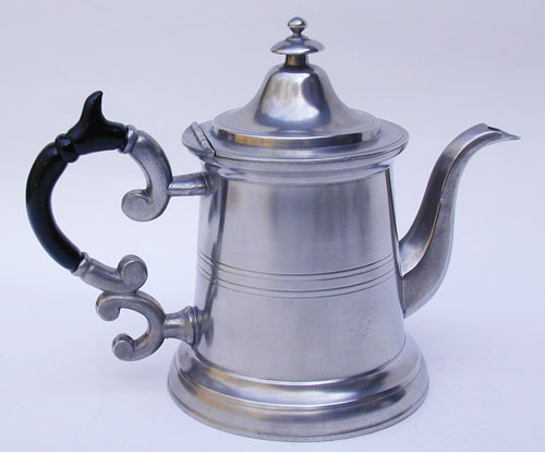 A Pewter Truncated Lighthouse Teapot by Morey & Smith