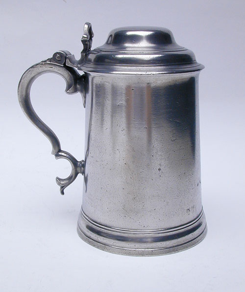 A Quart Export Pewter Tankard by Nathaniel Barber