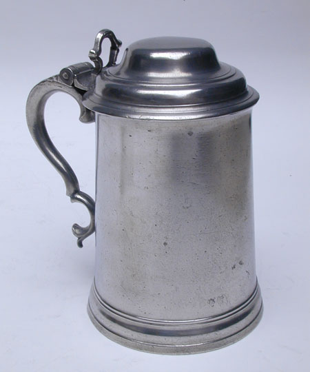 A Quart Export Pewter Tankard by Nathaniel Barber