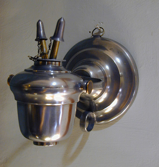 Unmarked American Pewter Swivel Lamp