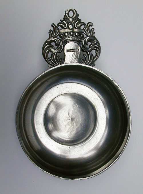 A Crown or Coronet Handle Pewter Porringer by Thomas Danforth Boardman and Sherman Boardman