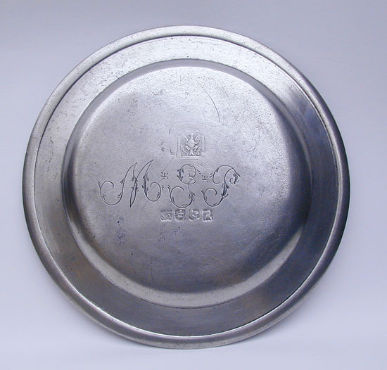 A Scarce Flat-Rim Pewter Plate by Nathaniel Austin