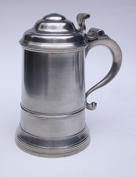 A Fine & Scarce Quart Pewter Tankard by Thomas & Sherman Boardman