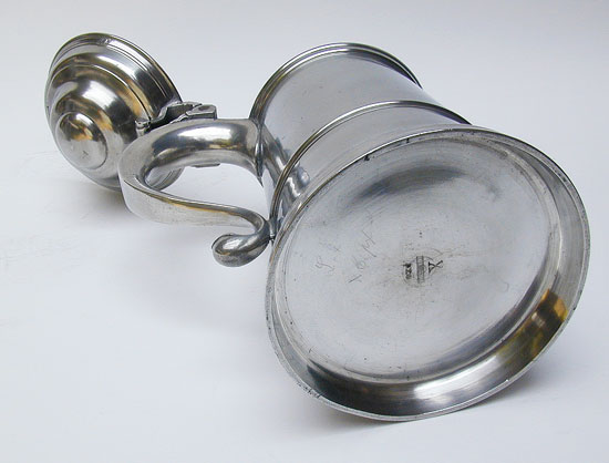 A Fine & Scarce Quart Pewter Tankard by Thomas & Sherman Boardman