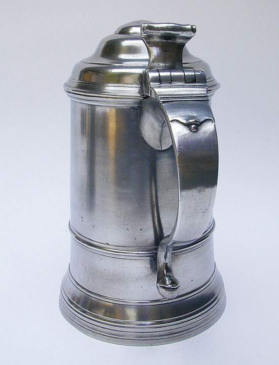 A Fine & Scarce Quart Pewter Tankard by Thomas & Sherman Boardman