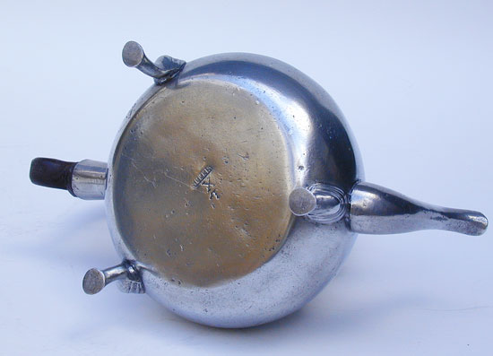 An Export Pewter Three Footed Pear Form Teapot by Samuel Ellis