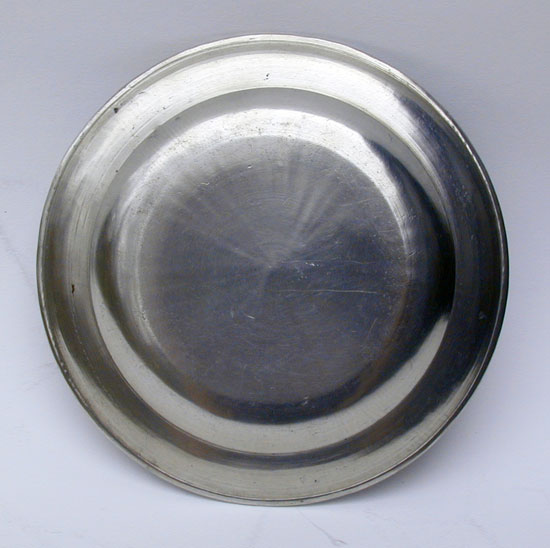 Near Fine Example of 5 1/8 Single Reed Rim Pewter Plate