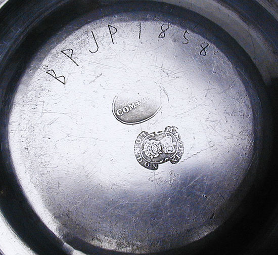 A Townsend & Compton Export Pewter Plate with Owner's Initials