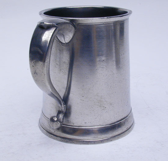 An Unmarked Danforth Mold Connecticut Pint Pewter Mug 