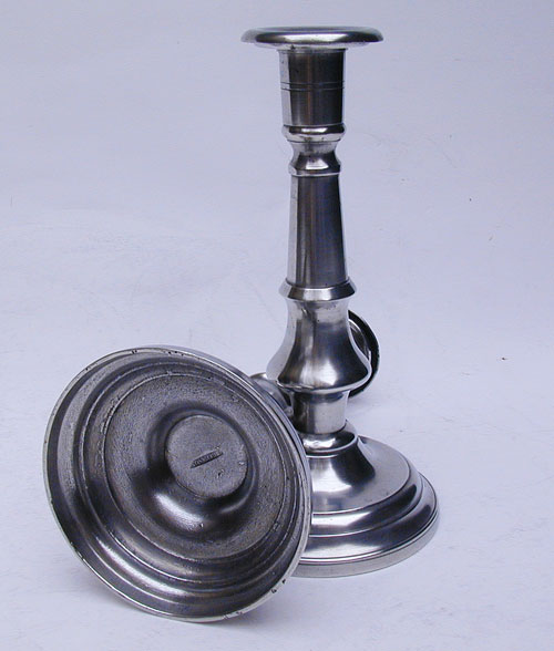 A Pair of Pewter Candlesticks by Roswell Gleason