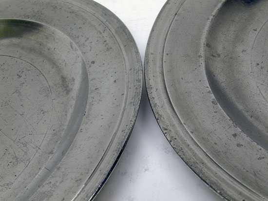 A Pair of Export Pewter Plates by Samuel Ellis