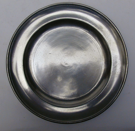 An 8 inch Pewter Plate by Blakeslee Barns