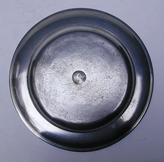 An 8 inch Pewter Plate by Blakeslee Barns