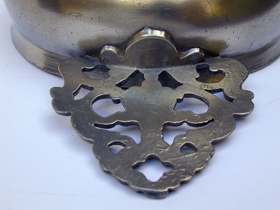 An Unmarked Boston Flower Handle Porringer