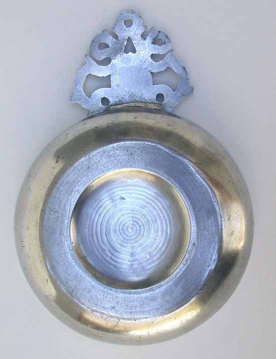A Samuel Danforth Old English Handle Pewter Porringer